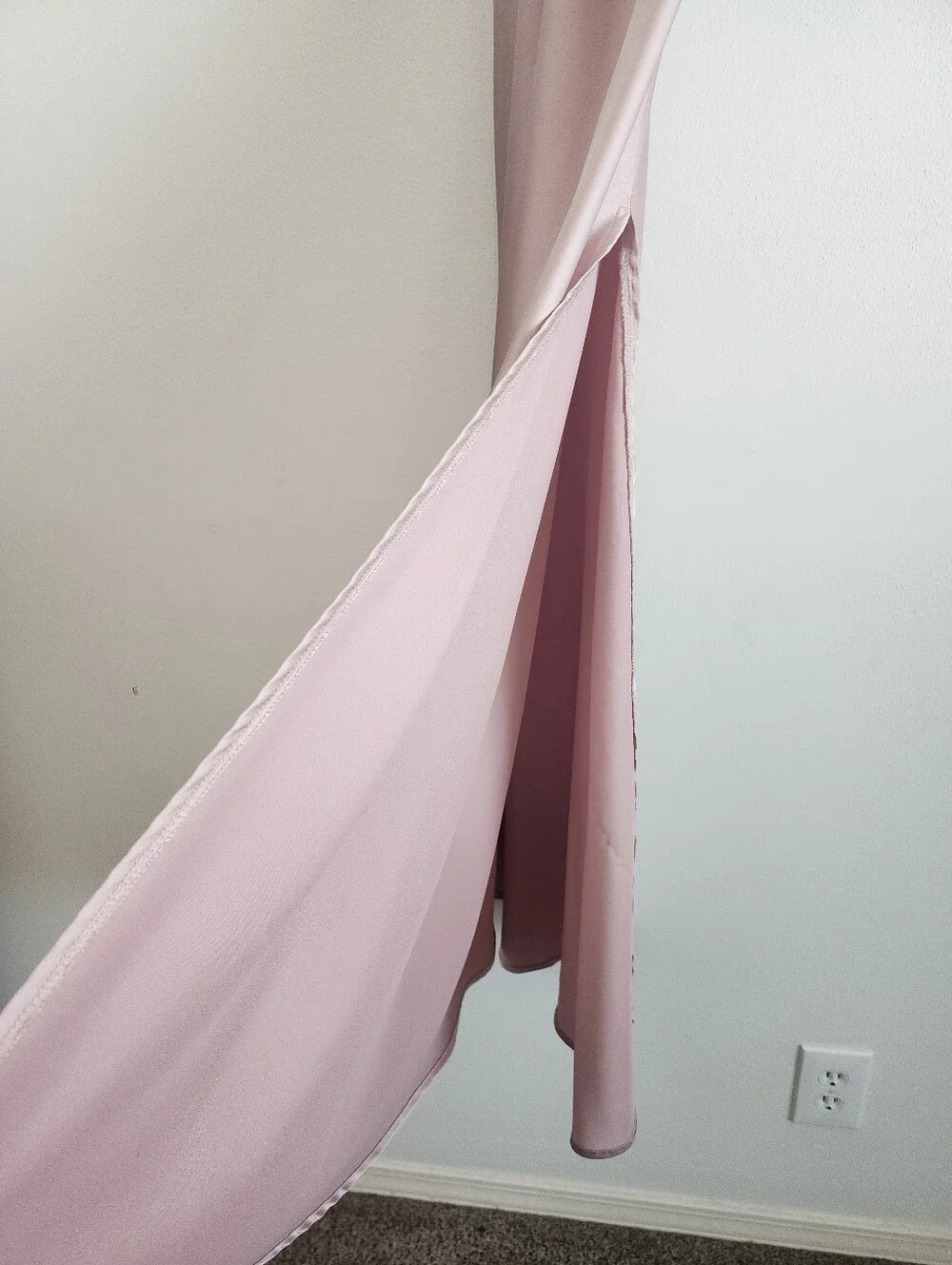 Pink Satin Lace Maxi Dress Small V-Neck Flowy Gown by Dress Forum Los Angeles - Picture 7 of 15